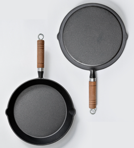 Accessoires de cuisine, moule à tarte <span class=keywords><strong>en</strong></span> <span class=keywords><strong>fonte</strong></span> de 10 à 25 cm de diamètre, noir avec poignée <span class=keywords><strong>en</strong></span> bois, poêle <span class=keywords><strong>en</strong></span> <span class=keywords><strong>fonte</strong></span> antiadhésive - Product Image 4
