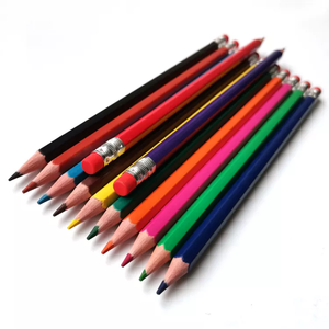 Emballage de tube en papier kraft Crayons de couleur effaçables en plastique de 7.5 pouces avec caoutchouc supérieur - Product Image 6