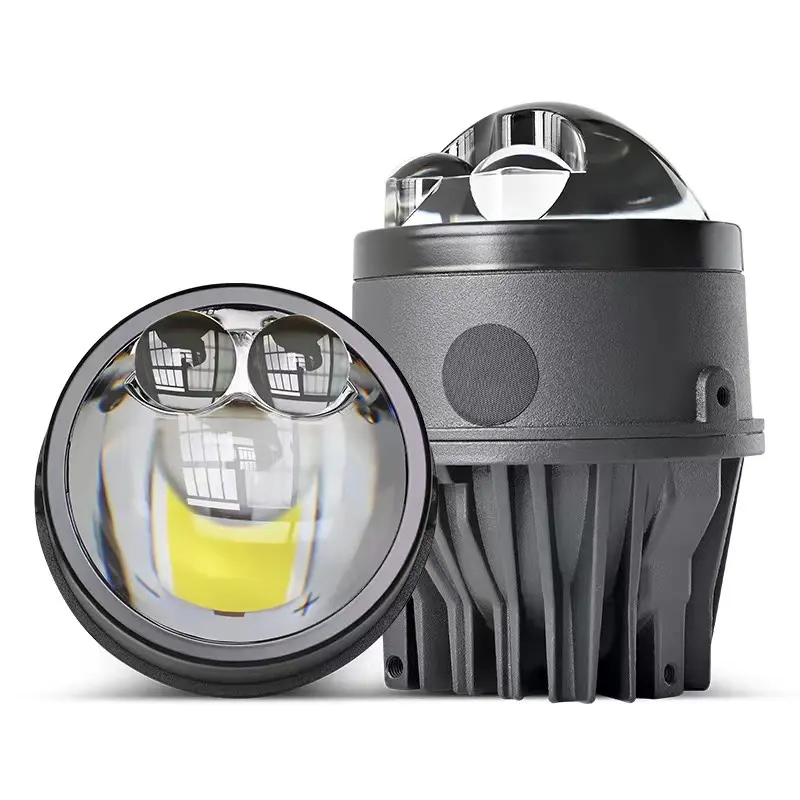 Car Motorcycle 3 inch Fog Lamp Universal Kit 120W Double Beam 12V Bi LED Fog Light Projector Lens