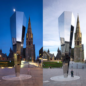 ประติมากรรมเหล็กตกแต่งเมืองสมัยใหม่ขนาดใหญ่ เชื่อมต่อและขัดเงาพื้นผิวแบบกระจก รูปทรงถ้วยรางวัล ป้อมปราการแห่งจิตวิญญาณ สูง 2.8 เมตร - Product Image 3