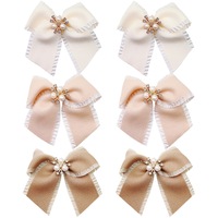 Barrettes à nœuds en ruban décorées de perles coréennes pour enfants, accessoires pour queue de cheval à l'arrière de la tête