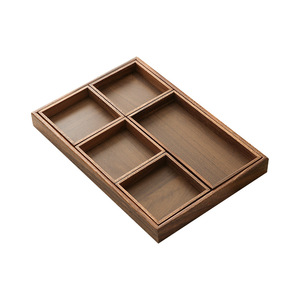 Tea And Snack Tray With Compartments Rectangle Multifunctional For <b>Table</b> Use Drink Food Storage Trays - Product Image 5
