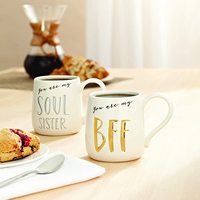 Offre Spéciale AAA tasse à café gravée en grès Soul Sister, ensemble de tasses en céramique tasse en céramique personnalisée