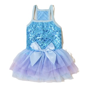 Mermaid <b>Bow</b> Pet Dress Lake Blue Tulle Skirt Summer Spring Cute Dog Clothes Small Medium - Product Image 4