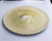 Assiette de présentation ronde en verre doré, durable et écologique, 13 pouces, pour décoration de table de mariage de luxe pour hôtels