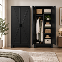 Armoire Moderne en Acier à 2 Portes, Penderie Métallique avec Tringle et Étagères, Rangement Autonome pour Chambre et Maison