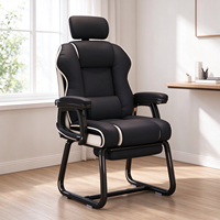 Chaise d'ordinateur, chaise de gaming, chaise de bureau, chaise de streaming en direct, en cuir PU, dossier ergonomique inclinable, base en forme d'arc, universitaire