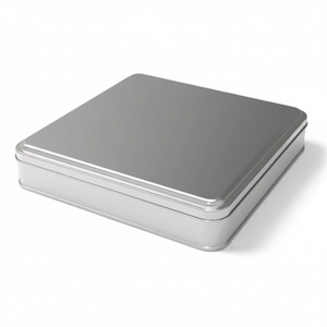Caja de lata cuadrada 1,5 LT Turkish Delight Chocolate Dragee Contenedor de metal 198x198x36mm 1,50 Lt Tapa deslizante - Product Image 2