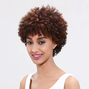 Peluca de cabello humano al por mayor de tamaño corto de 10 ", pelucas rizadas Afro brasileñas para mujeres negras, pelucas de cabello humano sin encaje frontal - Product Image 2