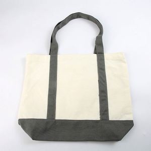Sac fourre-tout en toile de coton imprimé personnalisable avec logo, poignée et fermeture éclair, idéal pour les courses et le transport en gros - Product Image 5