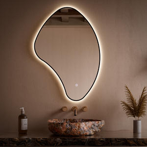 벽걸이 욕실 화장대 거울, 깨지지 않는 검정색 금속 프레임, 불규칙한 백라이트 욕실 거울 - Product Image 2