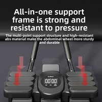 Roue abdominale portable en ABS à six roues avec support pour les coudes et rebond automatique, noir + bleu, unisexe, pour l'entraînement musculaire