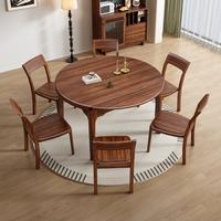 Ensemble de table à feuilles rabattables en noyer massif, design pliable multifonctionnel, gain de place, pour rassemblements