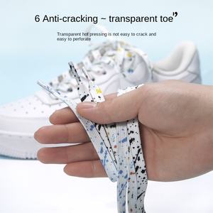 Lacets YH Cross-border Splash Ink 8mm en gros pour chaussures de sport décontractées <span class=keywords><strong>AF1</strong></span>, petite paire blanche, lacets plats - Product Image 4