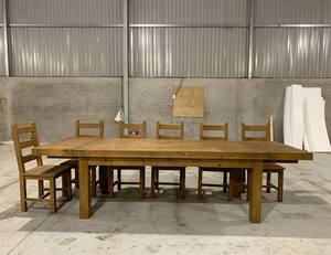 Mobilier vietnamien ensemble de table à manger en bois massif table à manger rectangulaire 8 places. - Product Image 1