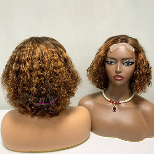 Peluca de Cabello Humano Rizado Corto 4x4 de Lujo con Color de Mechas, Pelucas de Encaje de 8 Pulgadas, Cabello Rizado, Color P4/30, 170 Gramos - Product Image 1