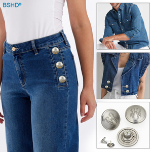 Diseño OEM de fábrica, aleación cuadrada de oro claro, logotipo personalizado incrustado, piedra blanca lechosa, ropa vaquera, botón de Jeans de Metal - Product Image 5