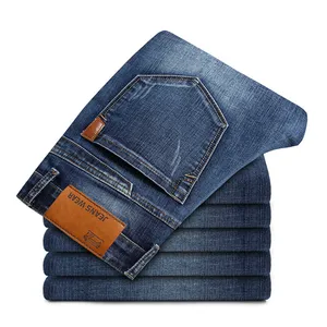 Benutzer definierte Herren Jeans Mode Lässig Slim Stretch Leichte Straight Jeans Klassische Reiß verschluss Fly Denim Hose Hose