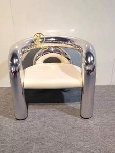 Sillón de tubo doblado de fibra de vidrio en forma de arte de diseño avanzado, silla de ocio individual galvanizada para el hogar, Bar, oficina, sala de estar - Product Image 4