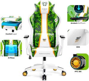 ANJI Fotel-sillón para niños Diablo x-one, silla de juegos <span class=keywords><strong>reclinable</strong></span>, reposabrazos ajustables verdes, diseño ergonómico, para juegos - Product Image 2