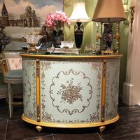 Meuble de bar de style français de luxe peint à la main avec feuille d'argent et d'or pour salon et bar à domicile