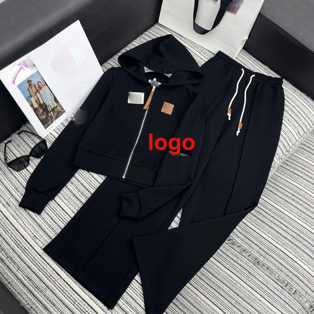 Droma detail contact us luxury design slimming sports outfits hoodie and pants sets for women two pieces