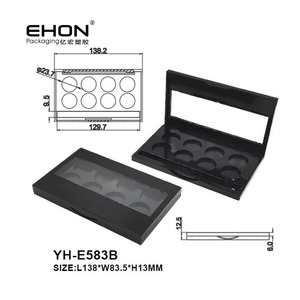 8 Pans Empty Highlight Palette <b>Plastic</b> Makeup Case With Clear Window Built-in <b>Mirror</b> Empty Eye shadow Blush Cosmetic Packaging - Product Image 2