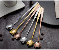 Ensemble de cuillères à café et de fourchettes en acier inoxydable Hongda, or rose, design floral contemporain, logo laser gratuit, cadeaux pour les fêtes, café, thé