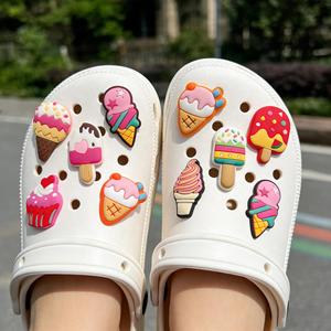 Boucles décoratives en PVC pour chaussures à trous, thème crème glacée, motifs bâtonnets glacés et dessins animés, accessoires pour sabots et pantoufles, vente en gros - Product Image 2