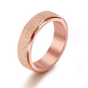 Rose Gold Frosted Rotating <b>Ring</b> <b>Titanium</b> Steel Unisex Everyday Wear SA493 - Product Image 1