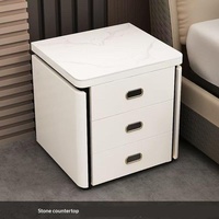 Table de chevet intelligente pour chambre à coucher, avec chargeur sans fil, design moderne et simple, rangement multifonctionnel, bois et verre JUN