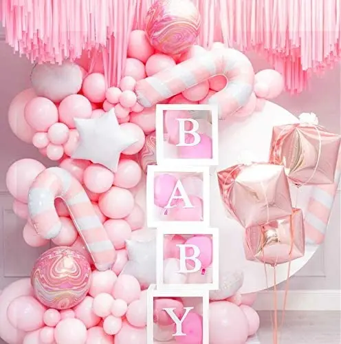Boîte à ballons transparente pour fête prénatale, ensemble pour révéler le sexe de l'enfant, garçons et filles, coffret en papier à lettres personnalisées
