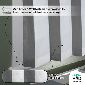 Stripe Outdoor Curtain 180 GSM Grey White with Contemporary Monochrome Stripes for Elegant Patio Privacy UV Protection - Product Image 2