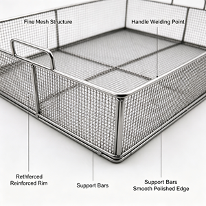 304 Edelstahl-Gitterfach, Langlebiges Flexibles Rechteckiges Aufbewahrungsfach mit Seitengriffen für Badezimmer- und Küchenschrank-Organisation - Product Image 3