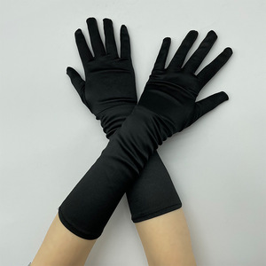 Gants courts rétro en satin extensible pour femme, <span class=keywords><strong>mi</strong></span>-longs, pour mariage, cosplay, fête, protection solaire estivale, en spandex extensible, style élé<span class=keywords><strong>gant</strong></span> - Product Image 3