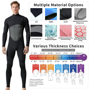 <span class=keywords><strong>Muta</strong></span> Professionale da <span class=keywords><strong>Uomo</strong></span> Intera ad Alta Elasticità per Surf e Snorkeling in Neoprene Limestone 4/3 con Zip sul Petto - Product Image 2