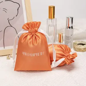 Custom Printed Logo Satin Organza Gem Drawstring Wedding Gift Pouch Organza Decoration Candy Gifts Packing Bags