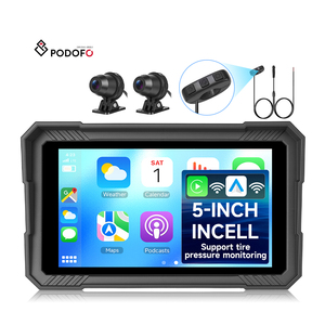Podofo - Monitor <span class=keywords><strong>de</strong></span> Navegación Inalámbrico para Motocicleta <span class=keywords><strong>de</strong></span> 5 Pulgadas con Pantalla Portátil, Carplay, Android Auto, 2 Cámaras, TMPS, Venta al por Mayor <span class=keywords><strong>de</strong></span> Fábrica - Product Image 1