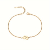 Mode empilable nom initiale Bracelet bijoux plaqué or en acier inoxydable Horizontal minuscule lettre bracelets porte-bonheur pour les femmes