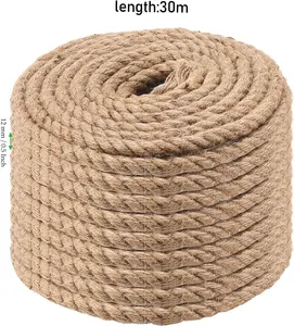 Rioop 1/2 Inch Gedraaid Jute Touw 3 Streng Hennep Manilla Touw Opknoping Schommel Koord Voor Nautisch Knutselen Tuinieren Kampeerlandschap