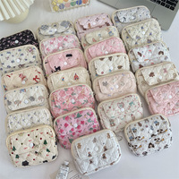 Mini portefeuille à motif floral pour femmes, porte-monnaie mignon à fermeture éclair, petit porte-cartes, pochette à clés, sac à monnaie multifonctionnel, organisateur