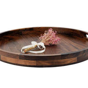 High Quality <b>Large</b> Snack <b>Serving</b> <b>Tray</b> from Vietnam Modern Style Walnut Wood with Handle for Restaurant Use - Product Image 3