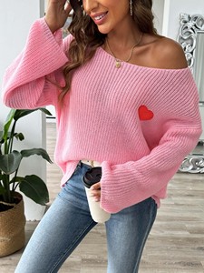 Maglioni da Donna Autunno-Inverno di Alta Qualità con Collo Tondo, Maniche a Campana, Pullover Ampio Casual con Stampa Love - Product Image 4