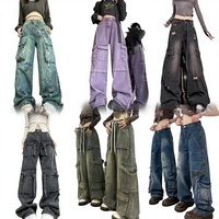 Nouveauté : Jean ample et confortable pour femme, taille haute, coupe droite, avec plusieurs poches, pantalon de travail durable