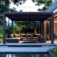 Pergola motorisée à lames orientables LFL Custom Luxury, en aluminium robuste, pour extérieur, avec éclairage LED, imperméable, pour jardin, patio ou pavillon.