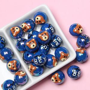 Nuevo diseño, pulsera de cuentas redondas pintadas a mano, colgante de llave, dibujo Manual de 16mm, cuentas Kawaii, cuentas sueltas para Decoración - Product Image 3