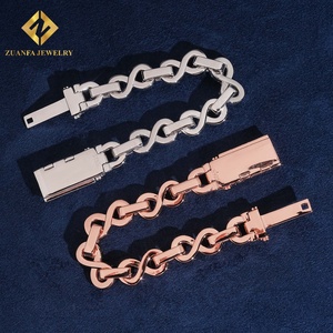 Pulsera de eslabones con diamantes de corte mixto en forma de 8 infinito, pavé completo, plata 925, joyería de moissanita, pulsera hip hop para hombre - Product Image 4