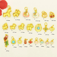 Nouveau Pendentif Chrétien Chinois Porte-Bonheur en Laiton Plaqué Or 18K avec Zircon et Émail Coloré, Motif Cheval à Bascule et Poisson Rouge pour Femme - Vente Chaude P91