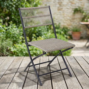 Chaise de bistrot pliable de style rotin au design moderne - Meubles de jardin résistants aux intempéries - Product Image 6