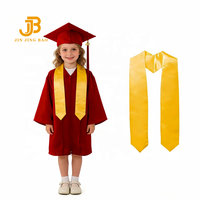 Ensemble de toge et chapeau de graduation mat pour enfants, disponible en gros, rouge foncé et doré, en polyester, pour l'école et la maternelle